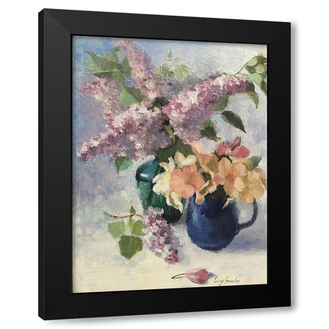Two Bouquets Black Modern Wood Framed Art Print with Double Matting by Strube, Ling