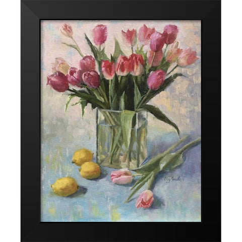 Spring Greetings Black Modern Wood Framed Art Print by Strube, Ling