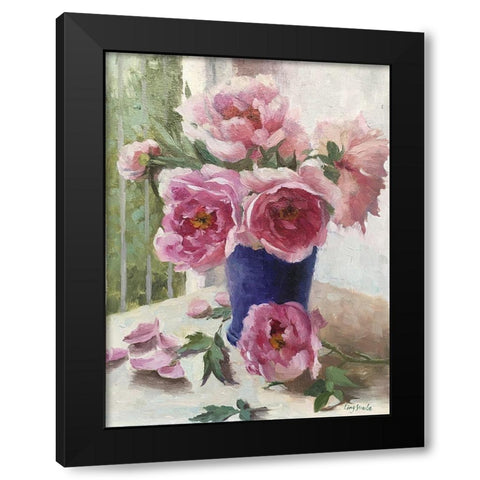 Peony I Black Modern Wood Framed Art Print with Double Matting by Strube, Ling
