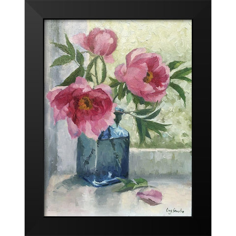 Peony II Black Modern Wood Framed Art Print by Strube, Ling