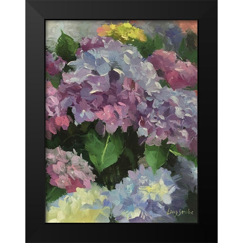 Hydrangea Garden Black Modern Wood Framed Art Print by Strube, Ling
