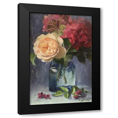 Rose and Hydrangeas Black Modern Wood Framed Art Print with Double Matting by Strube, Ling