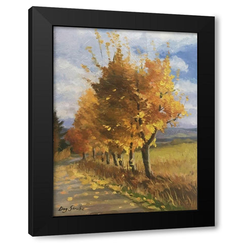 Autumn Tints Black Modern Wood Framed Art Print by Strube, Ling