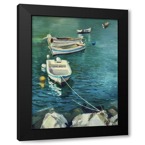 The Boats Black Modern Wood Framed Art Print by Strube, Ling