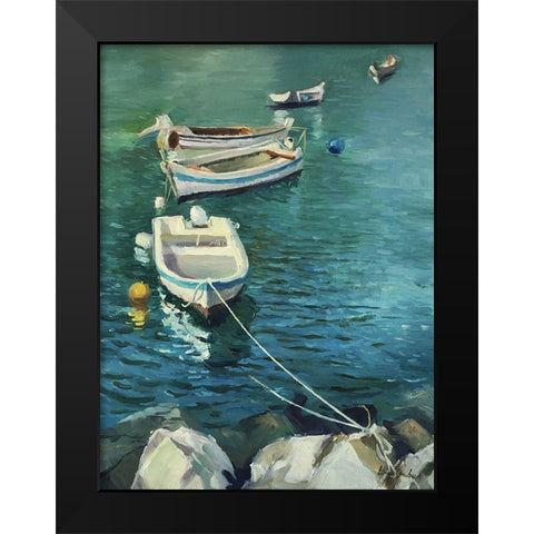 The Boats Black Modern Wood Framed Art Print by Strube, Ling