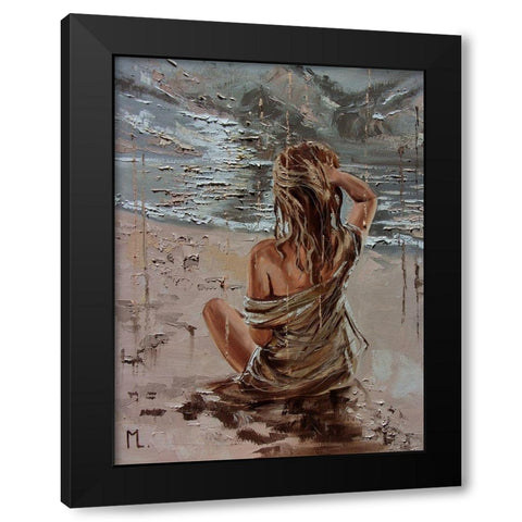 Lonely Time Black Modern Wood Framed Art Print by Luniak, Monika