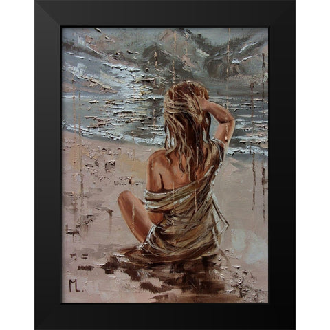 Lonely Time Black Modern Wood Framed Art Print by Luniak, Monika