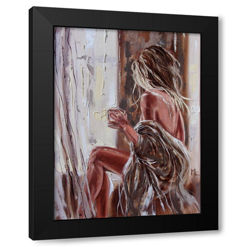 Fresh Morning Coffee Black Modern Wood Framed Art Print with Double Matting by Luniak, Monika