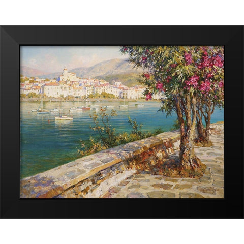 Oleanders in Kadakes Black Modern Wood Framed Art Print by Obuchovsky, Yury
