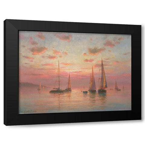 Sails Black Modern Wood Framed Art Print by Obuchovsky, Yury