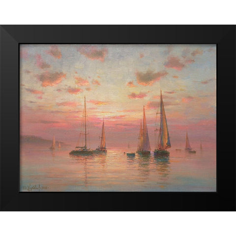 Sails Black Modern Wood Framed Art Print by Obuchovsky, Yury