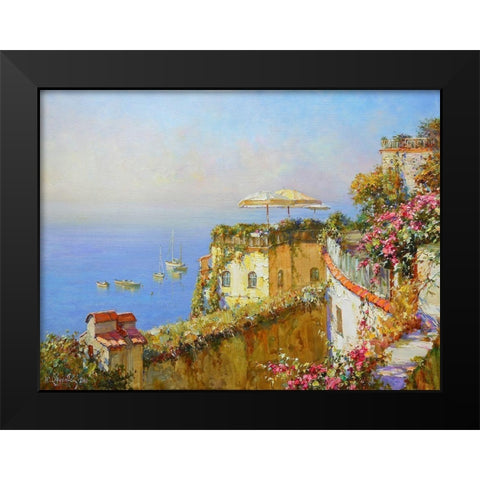 Positano. Morning Sun Black Modern Wood Framed Art Print by Obuchovsky, Yury