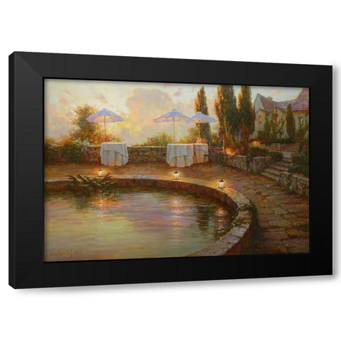 Lanterns Black Modern Wood Framed Art Print by Obuchovsky, Yury