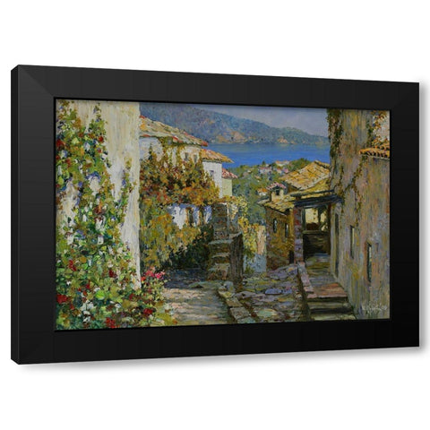Old Town Black Modern Wood Framed Art Print with Double Matting by Obuchovsky, Yury