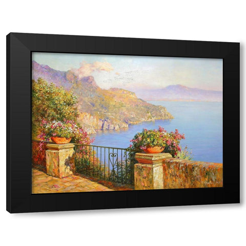 Town Ravello Black Modern Wood Framed Art Print with Double Matting by Obuchovsky, Yury