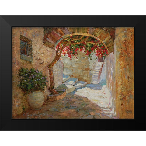 Naksos-Old Town Black Modern Wood Framed Art Print by Obuchovsky, Yury