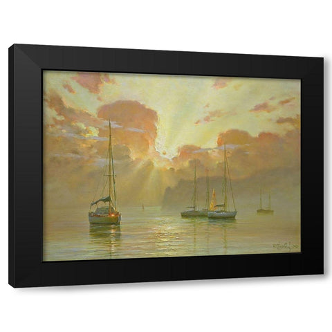 Golden Clouds Black Modern Wood Framed Art Print with Double Matting by Obuchovsky, Yury