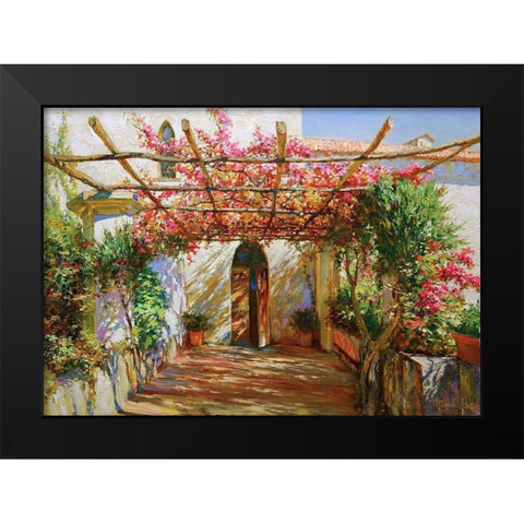Terrace in Ravello Black Modern Wood Framed Art Print by Obuchovsky, Yury