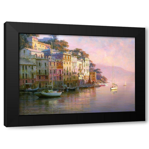 Portofino Black Modern Wood Framed Art Print with Double Matting by Obuchovsky, Yury