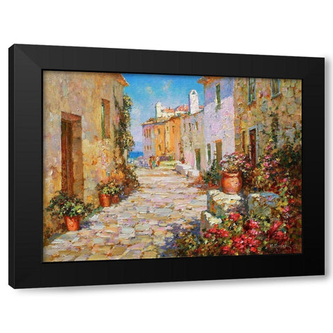 Small Street Black Modern Wood Framed Art Print with Double Matting by Obuchovsky, Yury