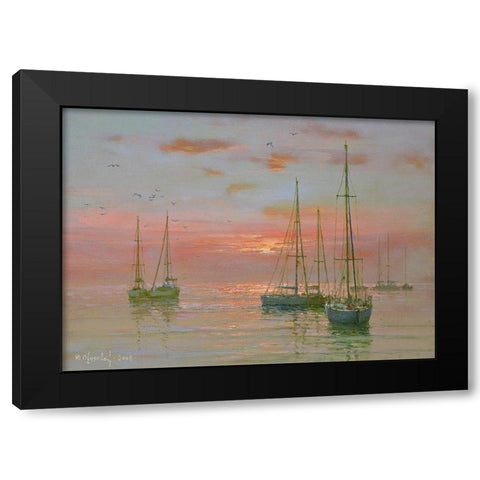 Evening Ride Black Modern Wood Framed Art Print with Double Matting by Obuchovsky, Yury