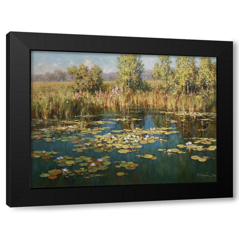 Pond Black Modern Wood Framed Art Print by Obuchovsky, Yury