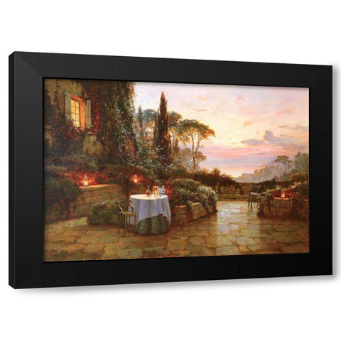 Terrace in Liguria Black Modern Wood Framed Art Print with Double Matting by Obuchovsky, Yury