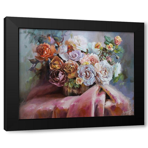 Bouquet of Aromat Roses Black Modern Wood Framed Art Print by Rogozina, Svetlana