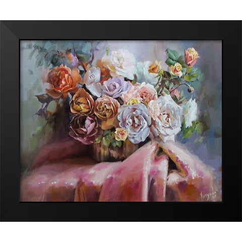 Bouquet of Aromat Roses Black Modern Wood Framed Art Print by Rogozina, Svetlana