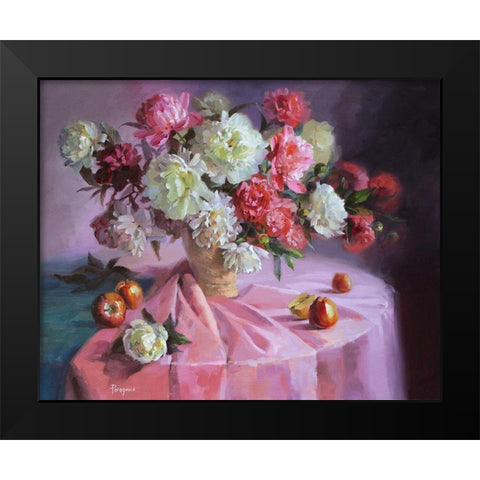 Bouquet of Magic Flowers Black Modern Wood Framed Art Print by Rogozina, Svetlana