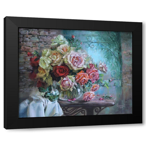 Roses are Fragrant Black Modern Wood Framed Art Print by Rogozina, Svetlana