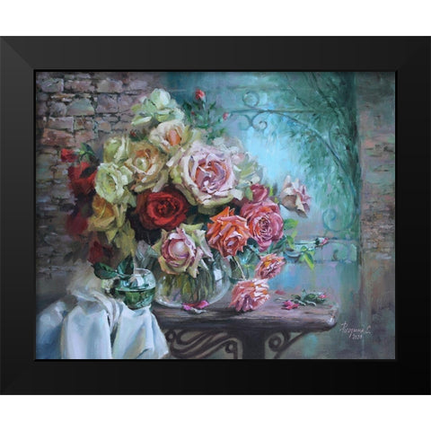 Roses are Fragrant Black Modern Wood Framed Art Print by Rogozina, Svetlana