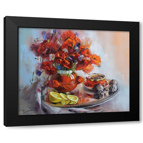 Poppies Black Modern Wood Framed Art Print by Rogozina, Svetlana