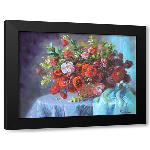Summer Bouquet Black Modern Wood Framed Art Print with Double Matting by Rogozina, Svetlana