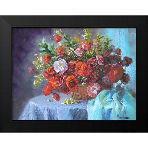 Summer Bouquet Black Modern Wood Framed Art Print by Rogozina, Svetlana