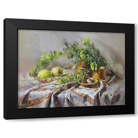 Still Life with Acacia Black Modern Wood Framed Art Print with Double Matting by Rogozina, Svetlana