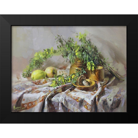 Still Life with Acacia Black Modern Wood Framed Art Print by Rogozina, Svetlana