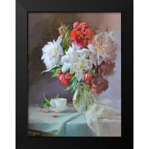 Still Life with a cup Black Modern Wood Framed Art Print by Rogozina, Svetlana