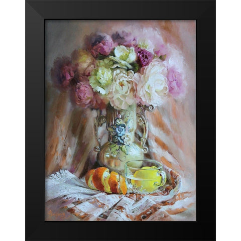 Still Life with Lemon Black Modern Wood Framed Art Print by Rogozina, Svetlana