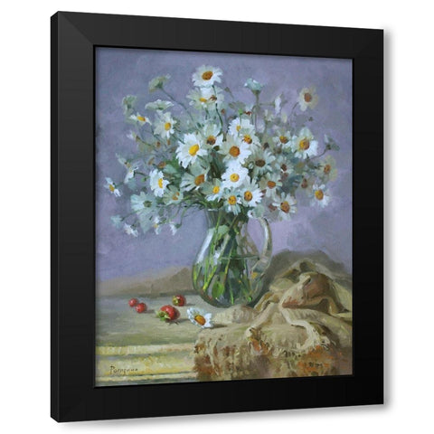 Still Life with Daisies Black Modern Wood Framed Art Print by Rogozina, Svetlana