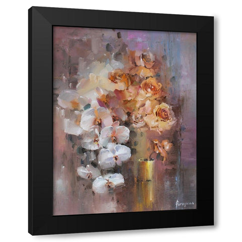 Melody of Flowers Black Modern Wood Framed Art Print with Double Matting by Rogozina, Svetlana