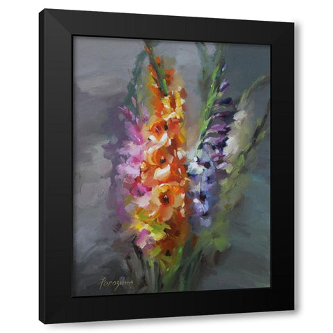 Bouquet with Gladiolus Black Modern Wood Framed Art Print with Double Matting by Rogozina, Svetlana