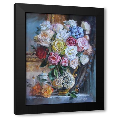 Holidays Bouquet Black Modern Wood Framed Art Print by Rogozina, Svetlana