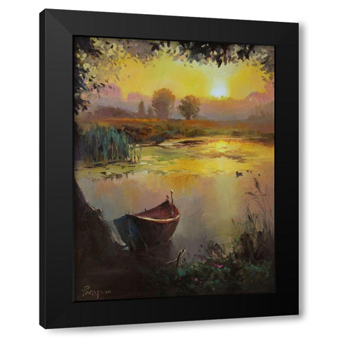 Sunset Black Modern Wood Framed Art Print with Double Matting by Rogozina, Svetlana