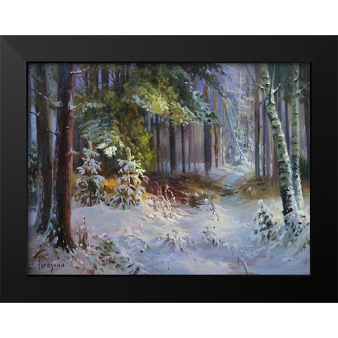 Freshly Fallen Snow Black Modern Wood Framed Art Print by Rogozina, Svetlana