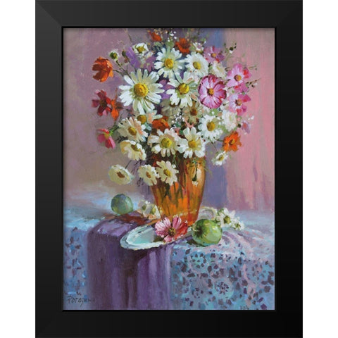 Summer Bouquet Black Modern Wood Framed Art Print by Rogozina, Svetlana