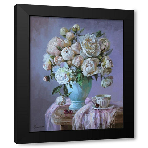 Bouquet in a blue Vase Black Modern Wood Framed Art Print by Rogozina, Svetlana