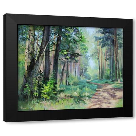 Summer in a pine Forest Black Modern Wood Framed Art Print with Double Matting by Rogozina, Svetlana
