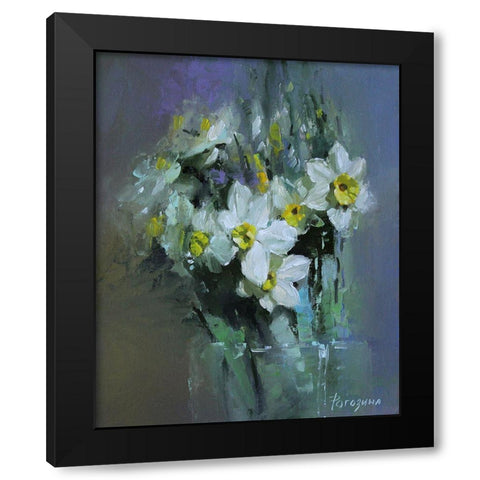 Daffodils Black Modern Wood Framed Art Print by Rogozina, Svetlana