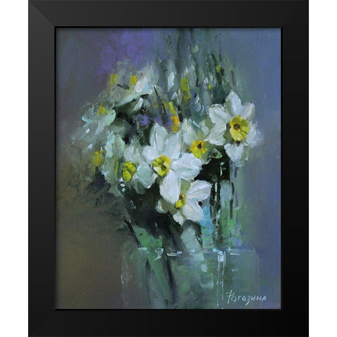 Daffodils Black Modern Wood Framed Art Print by Rogozina, Svetlana